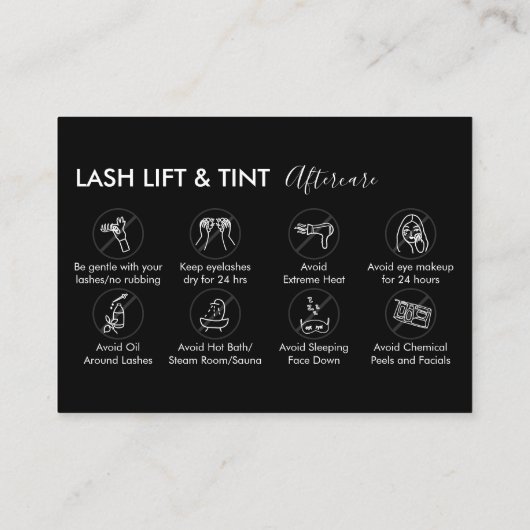 Zwart Grijs Lash Lift Tint Nazorg Dank u Visitekaartje (Achterkant)