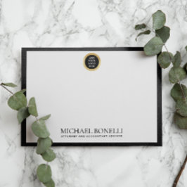 Zwart Grijs Lederen Goud Vierkant Logo Naam Notitiekaartje