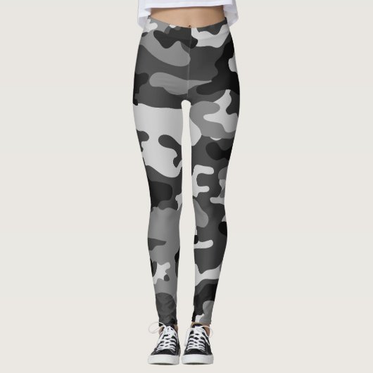 Zwart, grijs leger camouflage, grafisch ontwerp, 0 leggings (Voorkant)