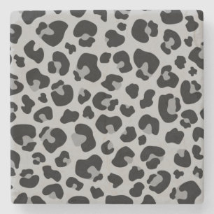 Zwart grijs leopard Cheetah Skin Print Patroon Stenen Onderzetter