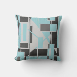 Zwart Grijs Licht Blauwgroen Dozen Abstract Labyri Kussen