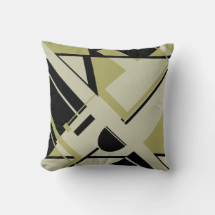 Zwart Grijs Licht Olijf Diagonaal Geometrisch Abst Kussen