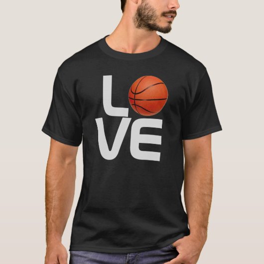 Zwart Grijs Liefde Basketbal Spel Sport TShirt (Voorkant)