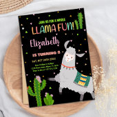 Zwart Grijs Llama Fun Llama Verjaardag Uitnodiging