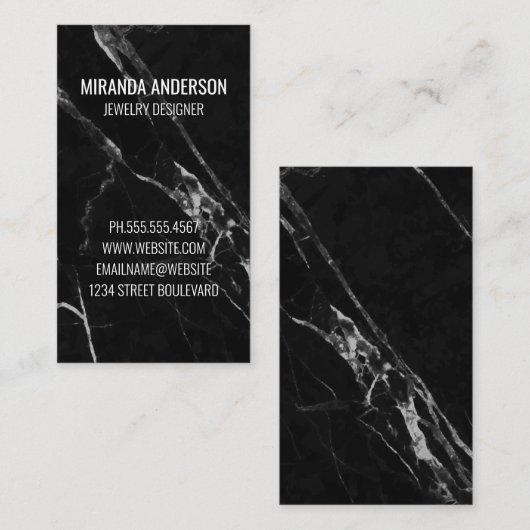 Zwart Grijs Marmer Visitekaartje (Voorkant / Achterkant)