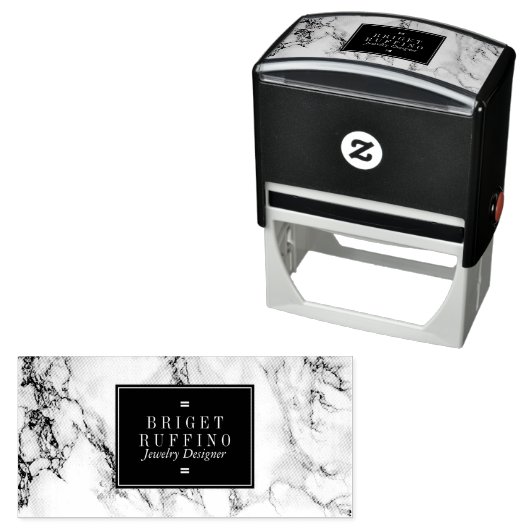 Zwart & Grijs Marmeren Sieraden Ontwerper Zelfinktende Stempel (In situ)
