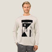 Zwart Grijs MCM-geïnspireerde geometrische vormen Tri-Blend Shirt (Voorkant)