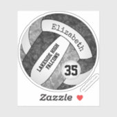 Zwart Grijs Meisjes Volleybal Een School Team Naam Sticker (Vel)