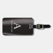 Zwart & Grijs Metalen Drop Water Aangepaste Initia Bagagelabel (Voorkant horizontaal)