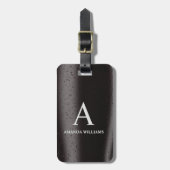 Zwart & Grijs Metalen Drop Water Aangepaste Initia Bagagelabel (Voorkant verticaal)