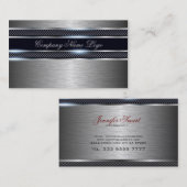 Zwart & Grijs Metallic Design Geborsteld Aluminium Visitekaartje (Voorkant / Achterkant)