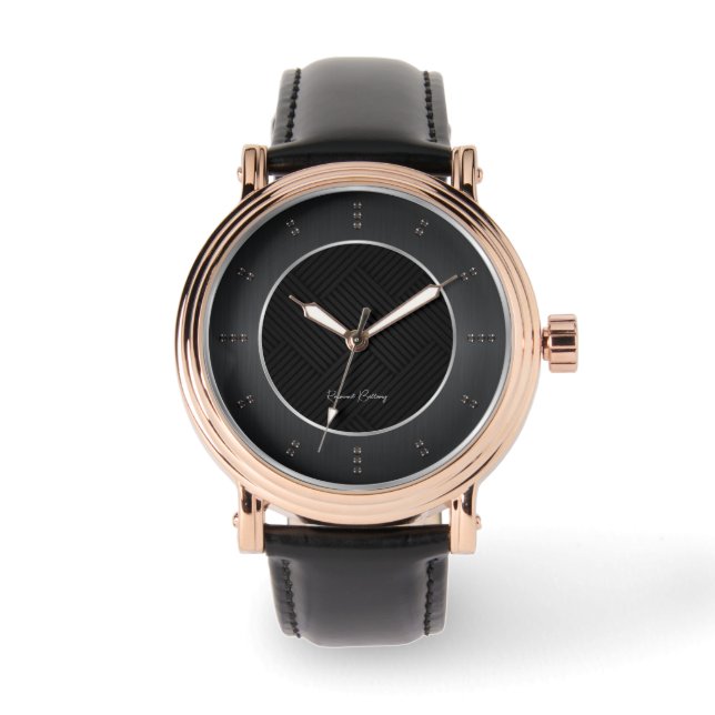 Zwart Grijs Metallic Luxe Horloge (Voorkant)