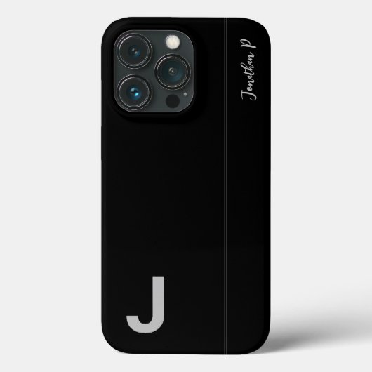 Zwart & Grijs Minimaal Modern Initiaal Monogram Case-Mate iPhone Case (Achterkant)