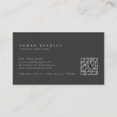 Zwart Grijs Minimaal Monogram Qr Code Professionee Visitekaartje (Achterkant)