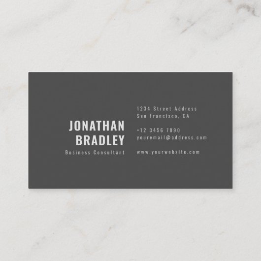 Zwart Grijs Minimaal Schoon Professioneel Visitekaartje (Achterkant)