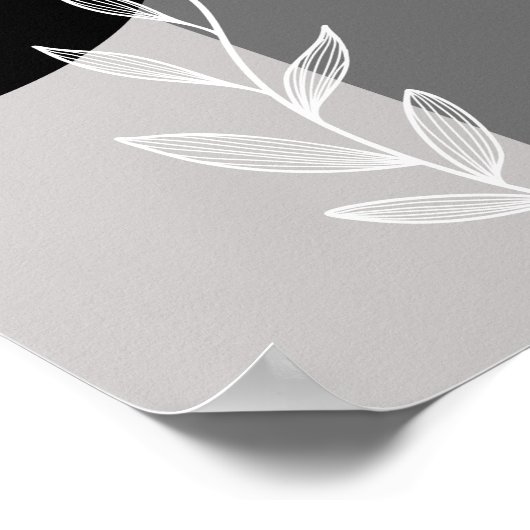 Zwart Grijs Minimalist Botanical Poster (Hoek)