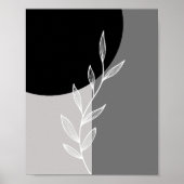 Zwart Grijs Minimalist Botanical Poster (Voorkant)