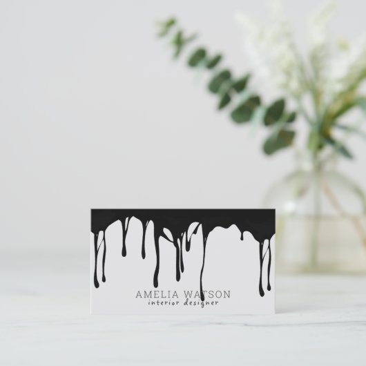 Zwart grijs modern Abstract uitstrijken zonder naa Visitekaartje (Staand voorkant)