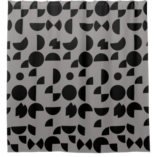Zwart Grijs Modern Elegant Geometrisch Tribal Douchegordijn (Voorkant)