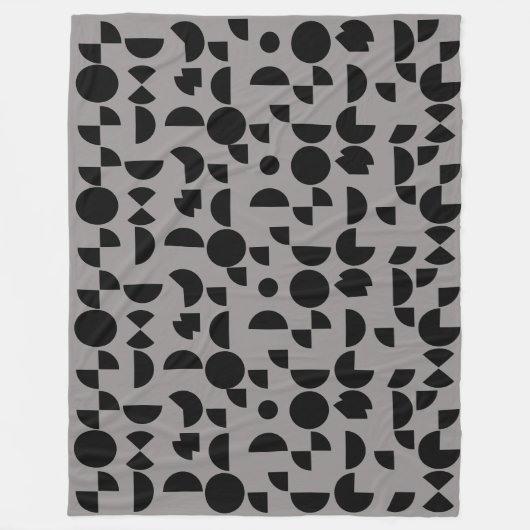 Zwart Grijs Modern Elegant Geometrisch Tribal Fleece Deken (Voorkant)