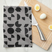 Zwart Grijs Modern Elegant Geometrisch Tribal Theedoek (Quarter Fold)