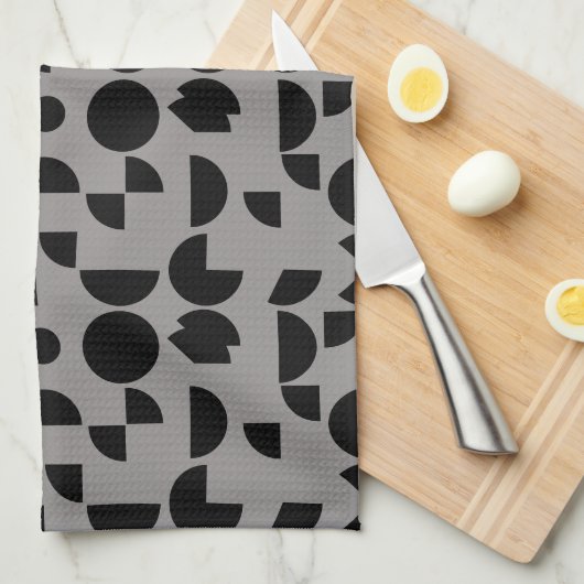 Zwart Grijs Modern Elegant Geometrisch Tribal Theedoek (Quarter Fold)