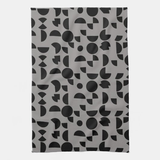 Zwart Grijs Modern Elegant Geometrisch Tribal Theedoek (Verticaal)