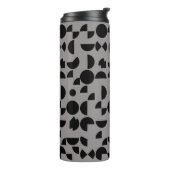 Zwart Grijs Modern Elegant Geometrisch Tribal Thermosbeker (Gedraaid links)