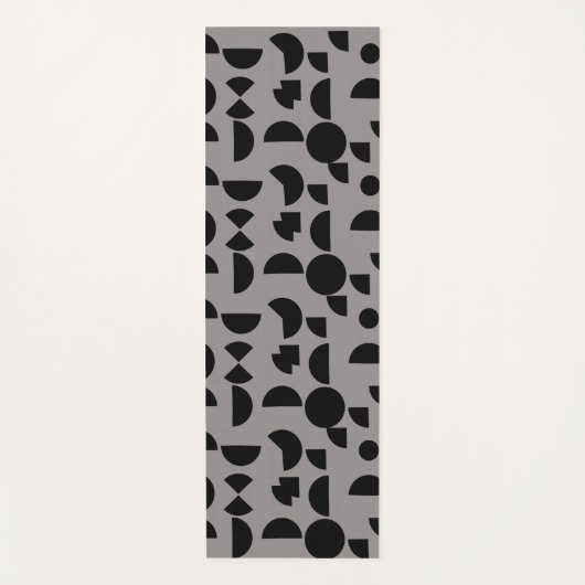 Zwart Grijs Modern Elegant Geometrisch Tribal Yogamat (Voorkant)