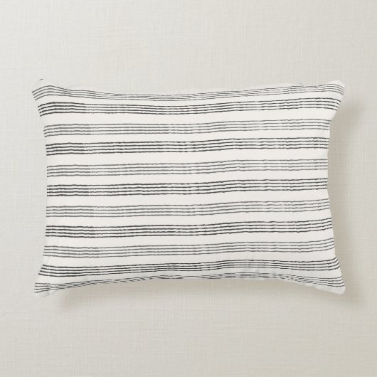 Zwart Grijs Modern Minimalist Stripe Boho Accent Kussen (Voorkant)