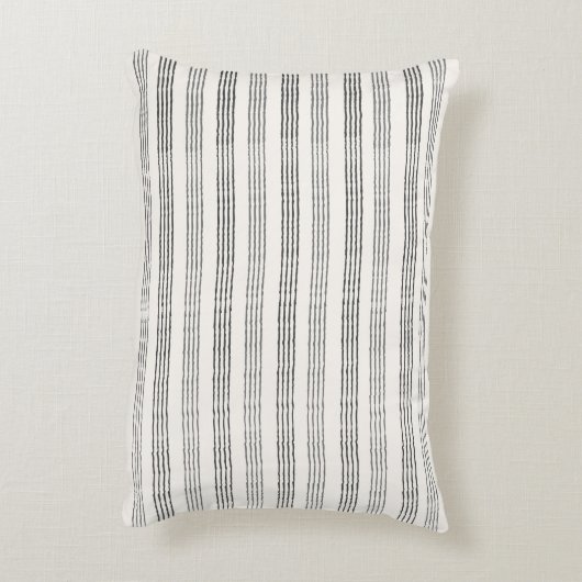 Zwart Grijs Modern Minimalist Stripe Boho Accent Kussen (Achterkant (Verticaal))