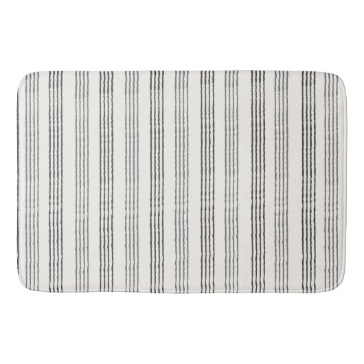 Zwart Grijs Modern Minimalist Stripe Boho Badmat (Voorkant)
