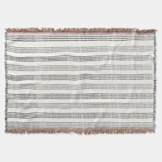 Zwart Grijs Modern Minimalist Stripe Boho Deken (Voorkant)
