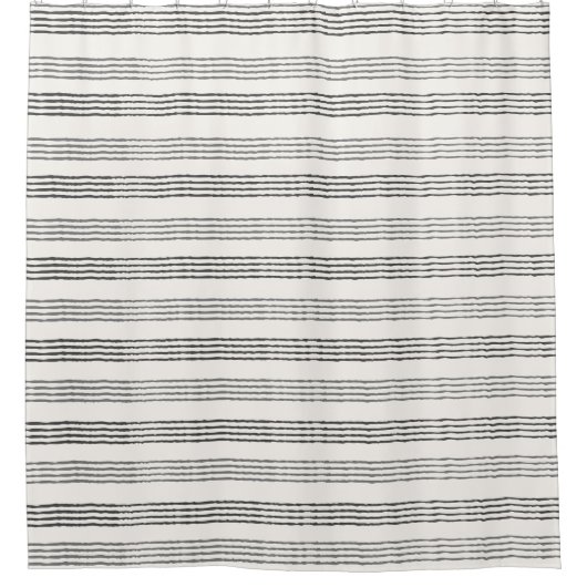 Zwart Grijs Modern Minimalist Stripe Boho Douchegordijn (Voorkant)