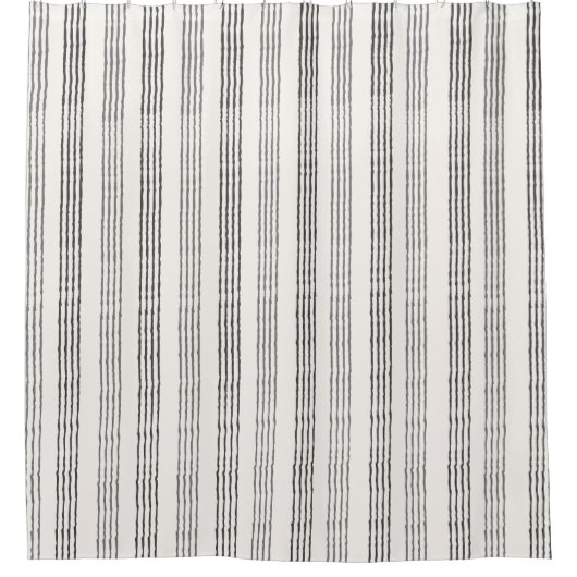 Zwart Grijs Modern Minimalist Stripe Boho Douchegordijn (Voorkant)