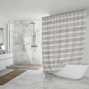 Zwart Grijs Modern Minimalist Stripe Boho Douchegordijn