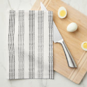 Zwart Grijs Modern Minimalist Stripe Boho Theedoek (Quarter Fold)