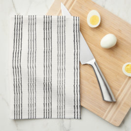 Zwart Grijs Modern Minimalist Stripe Boho Theedoek