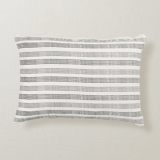 Zwart Grijs Modern Minimalistisch Streep Boho Accent Kussen (Achterkant)
