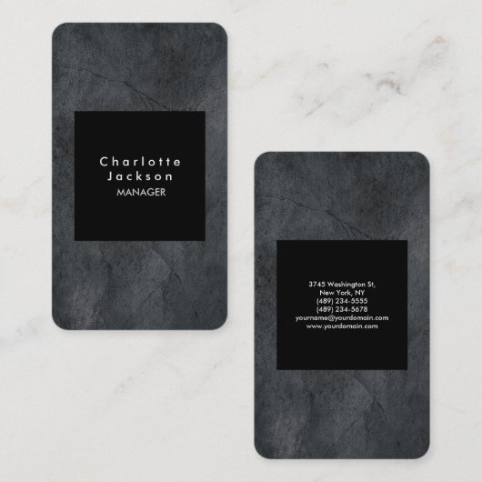 Zwart grijs modern, stijlvol visitekaartje (Voorkant / Achterkant)