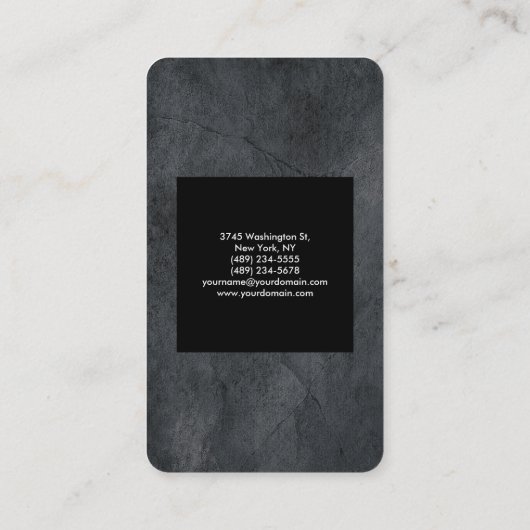 Zwart grijs modern, stijlvol visitekaartje (Achterkant)