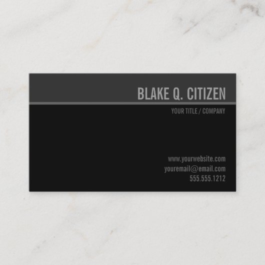 Zwart / grijs modern visitekaartje (Voorkant)