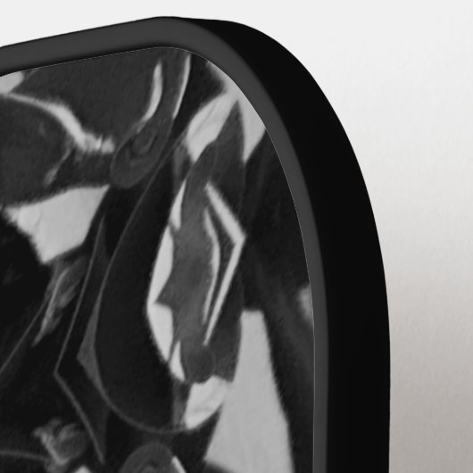 Zwart Grijs Modern Zilveren Patroon Pickleball Pad Pickleball Paddle (Links Detail)