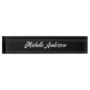Zwart Grijs Moderne Minimalistische Handschrift Na Naambordje