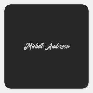 Zwart Grijs Moderne Minimalistische Handschrift Na Vierkante Sticker