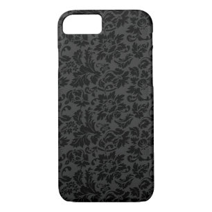 Zwart-grijs monochromatische  Floral Damascus iPhone 8/7 Hoesje