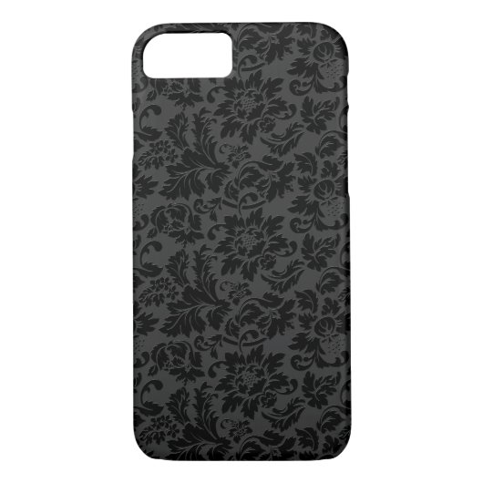 Zwart-grijs monochromatische Floral Damascus Case-Mate iPhone Case (Achterkant)