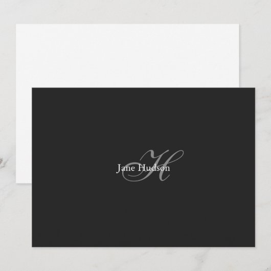 Zwart Grijs Monogram Eenvoudig Duidelijk Speciaal  Feestdagenkaart (Voorkant / Achterkant)