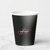 Zwart Grijs Monogram Eenvoudig Duidelijk Speciaal  Papieren Bekers (Voorkant)