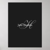 Zwart Grijs Monogram Eenvoudig Duidelijk Speciaal  Poster (Voorkant)